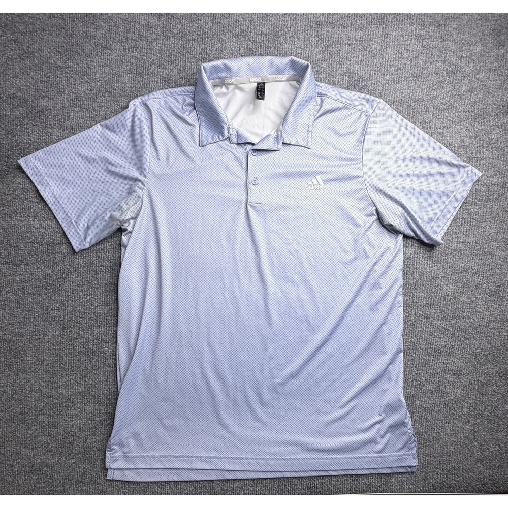 Adidas Golf Mens Performance ULT Polo Large Geometric Dot Print Athleisure Blue